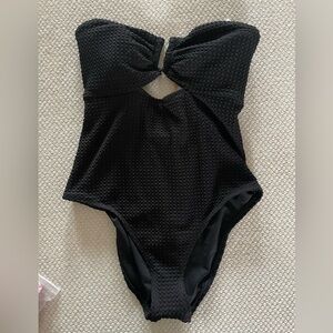 Shade & Shore Black Textured One Piece Swimsuit